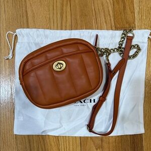 Coach Quilted Leather Crossbody Bag in Saddle Brown with Gold Hardware